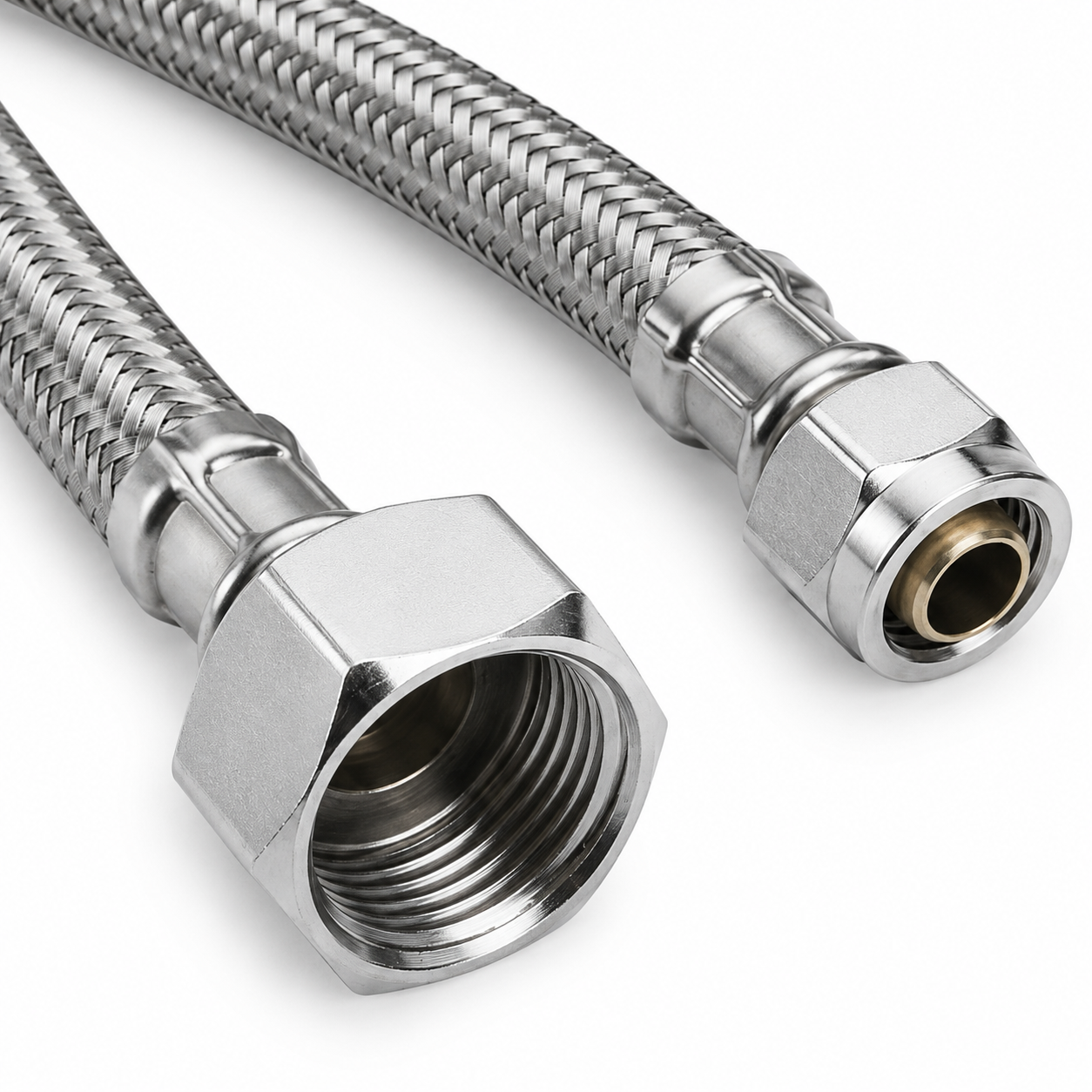 Braided Stainless Steel Faucet Supply Line — 1/2" FIP x 3/8" Compression