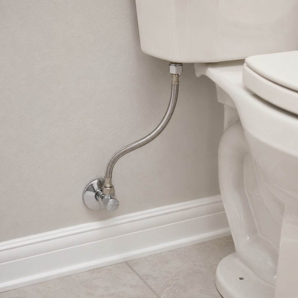 Braided Stainless Steel Toilet Tank Supply Line — 3/8" Compression x 7/8" Ballcock Nut