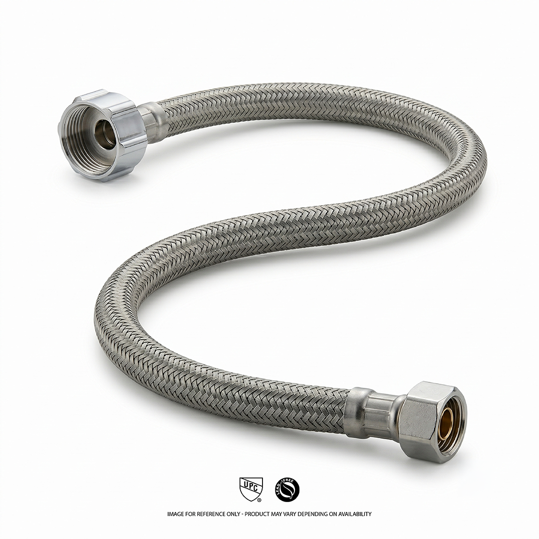 Braided Stainless Steel Faucet Supply Line — 1/2" FIP x 3/8" Compression