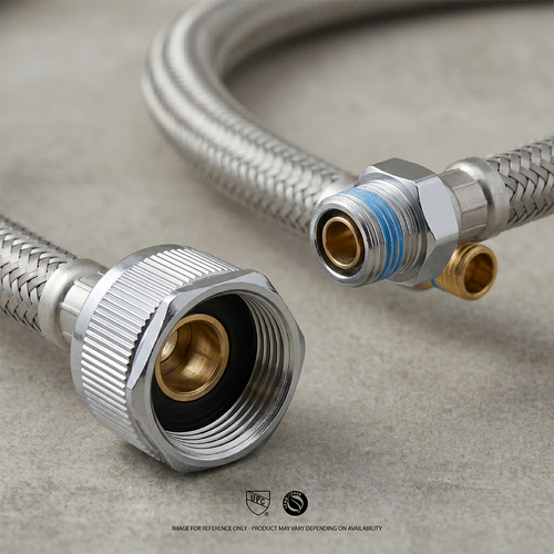 Braided Stainless Steel Faucet Supply Line — 1/2" FIP x 3/8" Compression