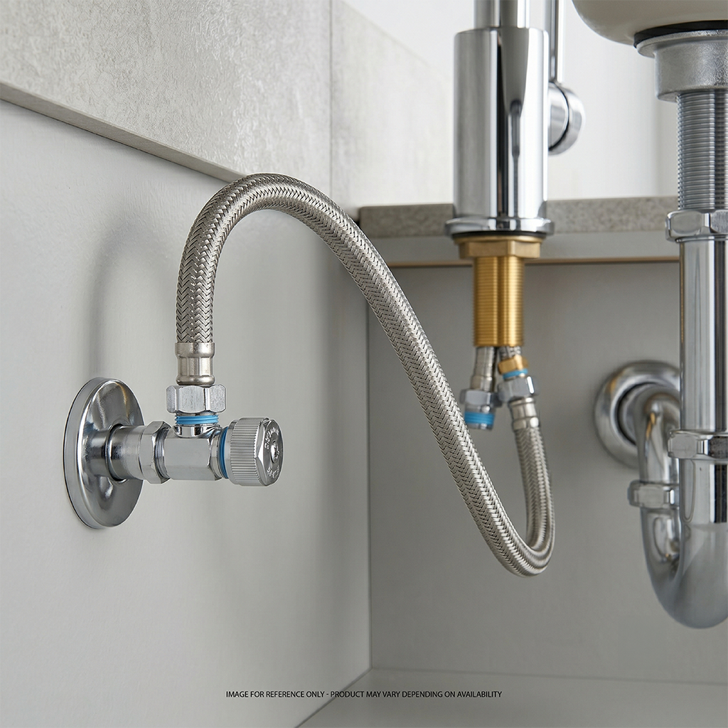 Braided Stainless Steel Faucet Supply Line — 1/2" FIP x 3/8" Compression