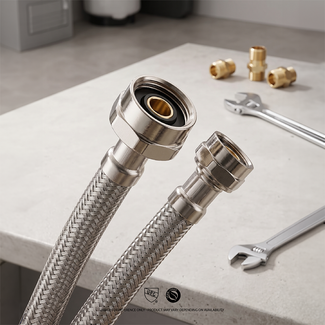 Braided Toilet Tank Supply Line — Lead Free (SS-CPBN)